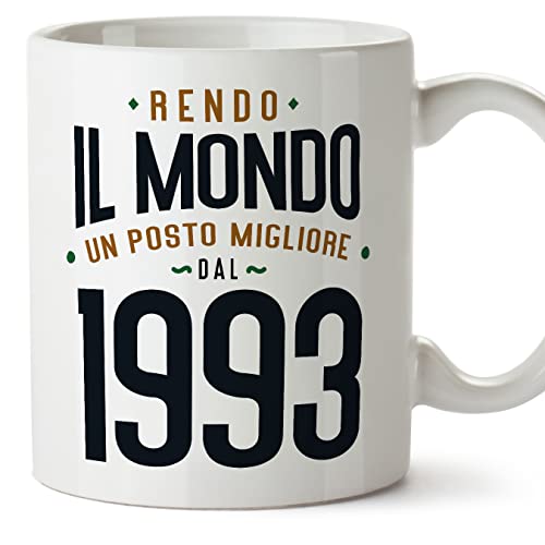 MUGFFINS Tazas 1993 Cumpleaños - En Italiano - Rendo il Mondo un Posto Migliore - 11 oz / 330 ml - Regalo original y divertido
