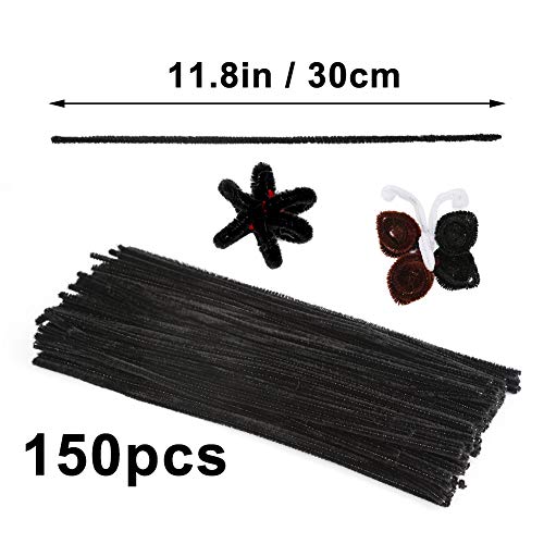 150 Pieces Black Pipe Cleaners Chenille Stem, Pipe Cleaners Chenille Stem for Creative Home Arts and Crafts Project Decoration Supplies - Thumbnail 2