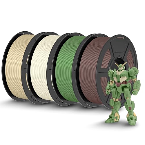 Image of TECBEARS Matte PLA 3D Printer Filament 1kg*4, PLA Filament 1.75mm, High Toughness Matte Filament(Oak,Bone White,Olive Green,Chocolate)