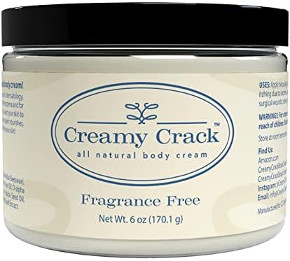 Creamy Crack All Natural Body Cream, Fragrance Free, 6 ounce Jar, Eczema, Psoriasis, Dry Skin, Oncology, Kidney Dialysis