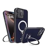 COGURE コグレ iPhone15ProMax ケース 本革 リング付き 360度回転 スタンド機能 縦横両対応 MagSafe対応 マグネット搭載 ワイアレス充電 スマホケース 耐衝撃 シンプル おしゃれ ギフトボックス付き COPMS ネイビー