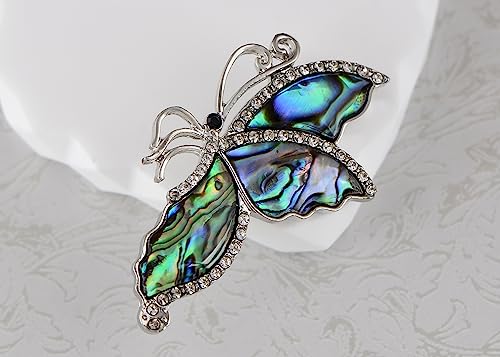 Image of Alilang Abalone Shell Butterfly Insect Brooch Lapel Pins Pendant Scarf Shawl Accessories Wedding Party