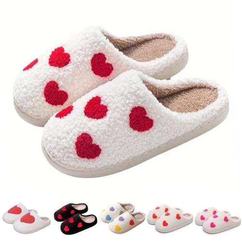 MsYmlya Heart Slippers Valentines Day Slippers for Women Men Cute Winter Warm Cozy Couple Love Shoes heart 4445