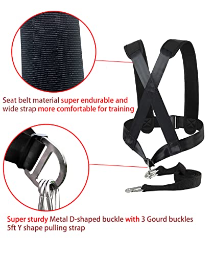 Aedericoe Sled Harness Tire Pulling Harness With Y Shape Strap, Weight Sled Strength Training Workout Adjustable Padded Straps Sled Harness #TOP1