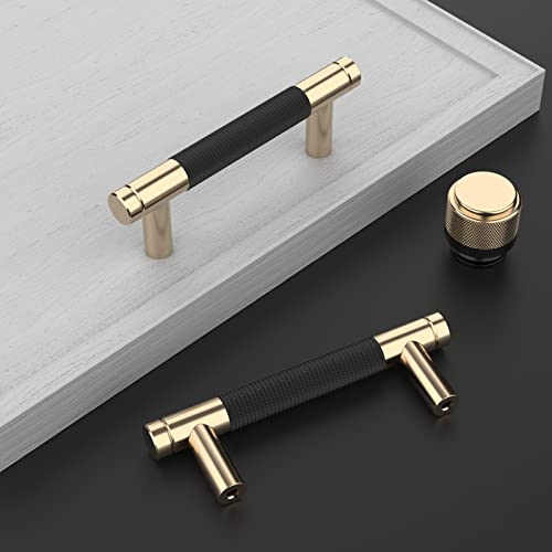 Elebuild 10 Pack 3Inch Cabinet Pulls Knobs Aluminum Black And Gold Drawer Handle For Kitchen Bathroom Bedroom Wardrobe Hardware, 3" Hole Center #TOP1