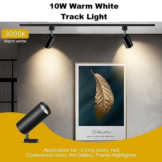 Image of Pack of 1, 10 Watt, Warm White Black Colour Track Light, Spot Light /Focus Light (Heavy Gauge), Track Rail Not Included (Pack of 1, Warm White, 10, Watts)