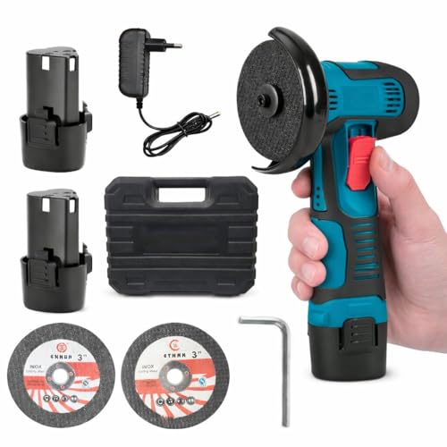Image of Mini Angle Grinder Machine with 48V-2 Rechargeable Battery |19500 RPM With Abrasive Wheels for Cutting, Grinding & Polishing Metal, Marble & Stone Cutting with Spindle Lock and Toggle Switch.