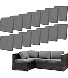 Hiseng Outdoor Sitzkissenbezug Terrasse Gartenpolster Ersatzbezug, Volltonfarbe Weich Stretch Sitzkissenbezug Sofa Kissenbezüge mit Gummiband für Terrassenmöbel, Gartenmöbel (Grau,14 Stück)