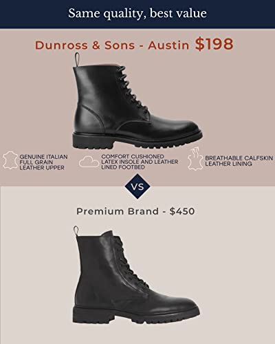 Dunross & Sons Boots For Men. Leather Boots For Men. Austin Mens Lace-Up Boot. Combat Boots For Men. Black Boots. Mens Gifts4