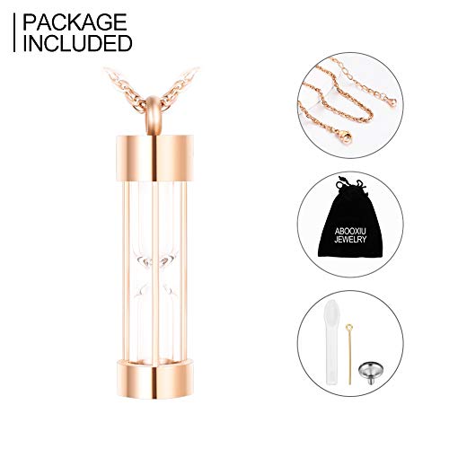 Abooxiu Hourglass Ashes Necklace For Men For Women Urn Necklace For Ashes Stainless Steel Memorial Keepsake Cremation Jewelry Ashes Holder - Rose Gold #TOP6
