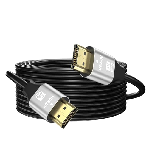 grofyllaa 4K Hdmi Cable 15M High Speed Hdmi 2.0 Cable 4K@60Hz 2K@120Hz Gold-Plated Connector 3D ARC for HDTV/Blu Ray Playback/Projectors/Laptops/PS4/PS5(Silver)