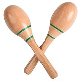 2 Pcs Wood Maracas for Kids Adults, Wooden Maracas Shakers Musical Instrument