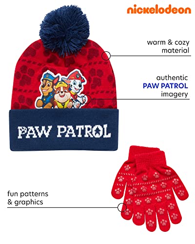 Nickelodeon Paw Patrol Boys Winter Hat And Mitten Or Glove Set (Age 2-7), Paw Patrol Glove Red, Age 4-7 #TOP1