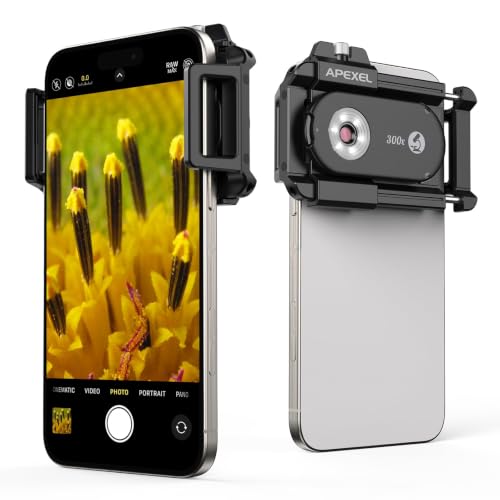 Image of APEXEL 300X Phone Microscope Lens, Phone Camera Micro Lens with Universal Clip /LED Light /CPL, Mini Pocket Microscope, Phone Lens Attachment Fit for iPhone 17 /16 /15 /14 /13, Samsung, and Most Smartphone