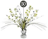 Diese Dekoration ist wie eine Kaskade in den Farben Gold und Silber gestaltet und besitzt metallisch glänzende Fäden