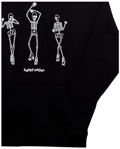 Happy Nation Relaxed Fleece Hoodie Sweatshirt, Pure Black With Stud Graphic, XL+ - Thumbnail 4