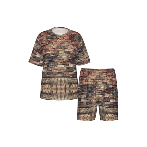 Ensemble pyjama short homme manches courtes imprimé brique - 4