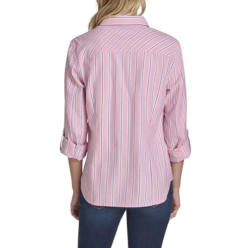 Image of Nautica Women's Button Front Long Sleeve Roll Tab Shirt