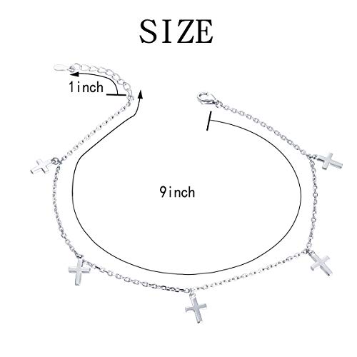 Daochong S925 Sterling Silver Cross Anklet Adjustable Foot Ankle Bracelet Foot Jewelry For Women Easter #TOP5