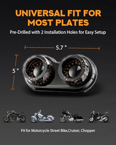 Image of PBYMT Motorcycle Tail Light, 90LEDs Motorcycle Brake Light, IP67 Waterproof Running Light without License Plate Bracket Fit for Street Bike Cruiser Chopper Bobber, Smoke