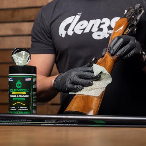 Clenzoil Field & Range Saturated Wipes - CLP Pre-Saturated Gun Cleaning Wipes - for Hunting Firearm Maintenance - Removes Dirt & Oils - Low-Mess Gun Cleaner - 75 Wipes