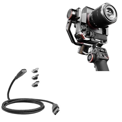 BoxWave Cable Compatible with hohem iSteady MT2 - MagnetoSnap PD AllCharge Cable (100W), Magnet Charging Braided USB Type-C Micro - Jet Black