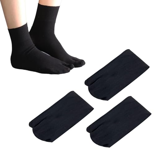 Image of 3 Pair Women Japan Tabi Socks, Split 2 Toe Sandals Thin Breathable Crew Ankle Socks for Athletic Summer Run Spring
