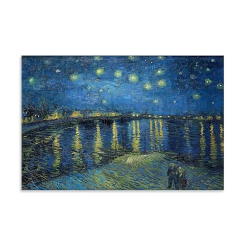 Póster decorativo de Van Gogh, Noche Estrellada sobre el Ródano, óleo impreso de alta gama