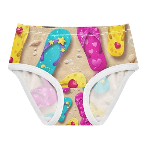 Toddler Girl Briefs, Colorful Flip Flops Cotton Girls Underwear, 2–8 Years