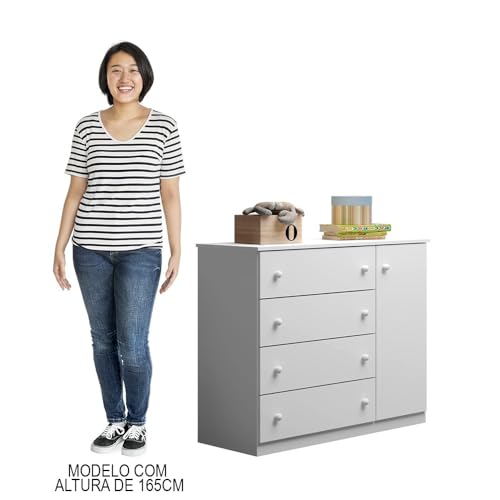 Cômoda Infantil Helena 01 Porta e 04 Gavetas Branco Phoenix