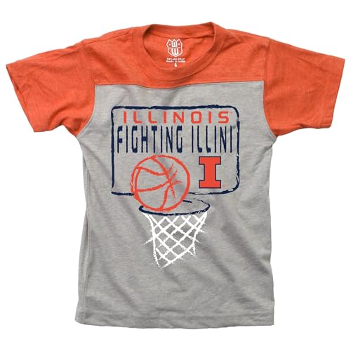 Wes and Willy NCAA Kids Basketball Yoke Tee,Illinois Fighting Illini,7,Orange Crush