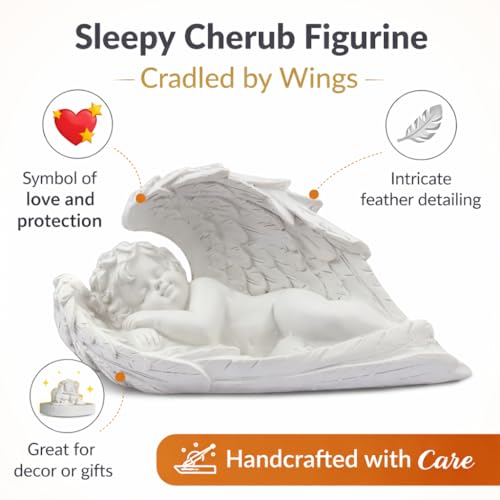 Image of CraftVatika White Sleeping Angel Cherub Figurine Set - Elegant Home Decor Showpiece for Living Room, Bedroom & Office Premium Decorative Statue for Anniversary, Housewarming, Birthday