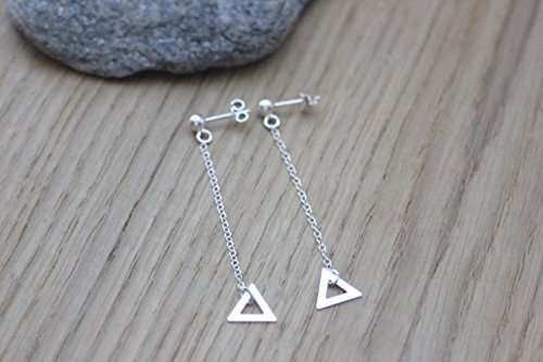 Boucles d'oreilles argent massif breloque triangle pour style bohème chic