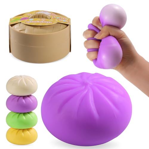 Squishy Dumpling Sensory Toys Mystery Dumpling Squishy Stress Relief Fidget Easter Gifts for Kids & Adults Anxiety Relief Squeeze Toy for Boys and Girls Easter Basket Stuffers for Teens (Purple)