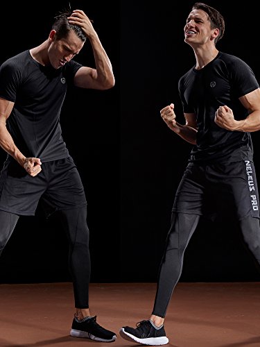 Neleus Men's 3 Pack Mesh Athletic Gym Workout Shirts,5033,Black,Grey,White,US M,EU L