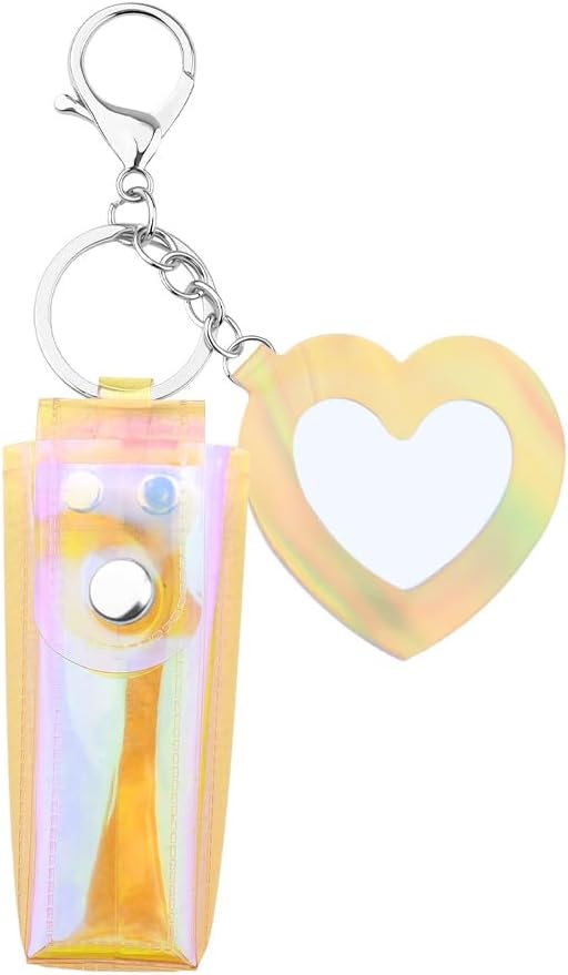 Sisadodo Glitter Lip Oil Holder Key Chains for Woman Lipstick Case with Mirror Lip Balm Keychain for Lipstick Case Keychain