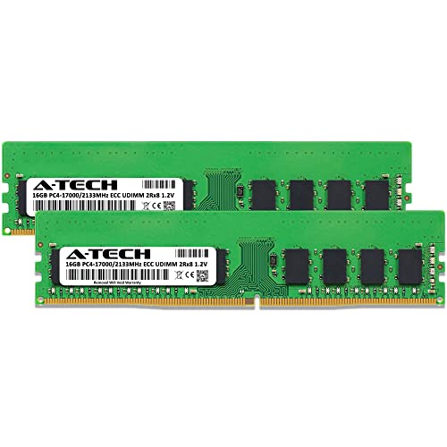 Image of A-Tech Server 32GB Kit (2x16GB) DDR4 2133MHz PC4-17000 ECC UDIMM 2Rx8 Dual Rank 1.2V ECC Unbuffered DIMM 288-Pin Server & Workstation RAM Memory Upgrade Modules (A-Tech Enterprise Series)