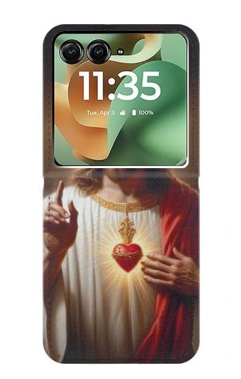 Housse cuir Motorola Razr 70+ 60+ Jesus Christ protection clapet luxe