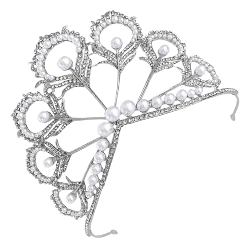 Corona grande SECFOU de perlas para peinados de novias en banquetes y fiestas de gala