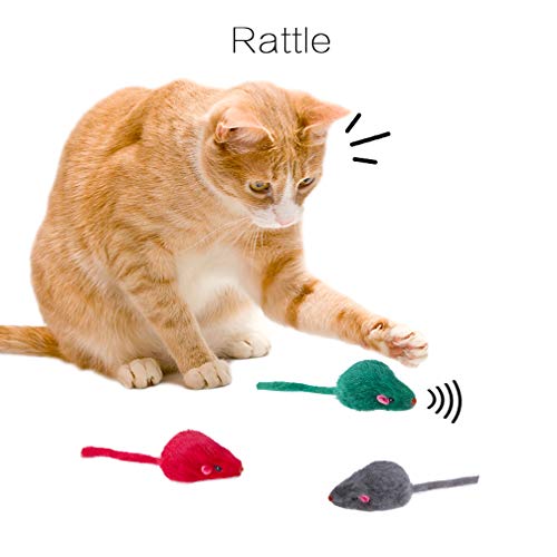 Yangbaga Fur Mice Rattle 14 Pack, Cat Toys Rainbow Mice For Cats And Kittens (14 Pcs Rainbow Mices) #TOP3