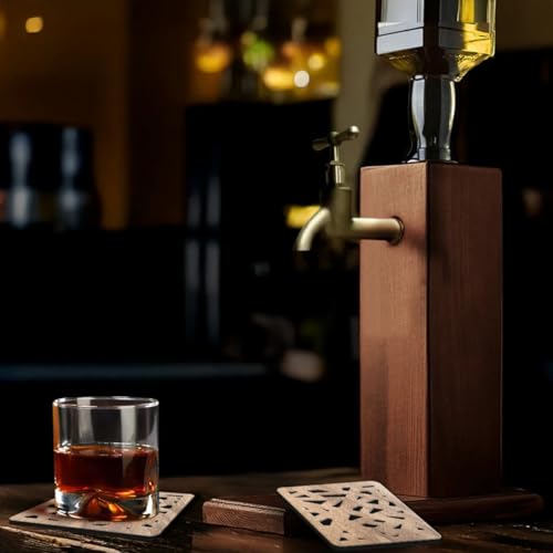 Bk Gift Ahşap Gövdeli Retro Musluklu İçecek Dağıtıcı | Bar Aksesuarı | Erkeklere Hediye | Babaya Hediye