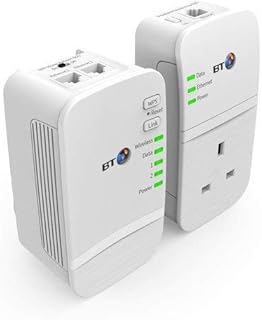 BT Wi-Fi Home Hotspot Plus 600 Kit with wired AV600 Powerline, N300 Wi-Fi and pass-through socket (Renewed)