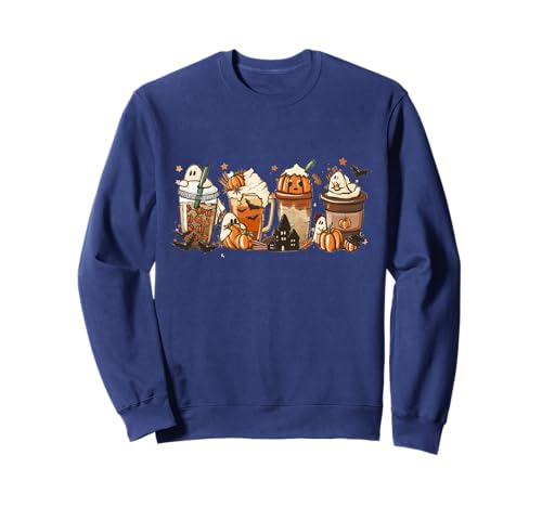 Image of Boo Latte Cute scary fall iced coffee pumpkin spice autumn Sweatshirt