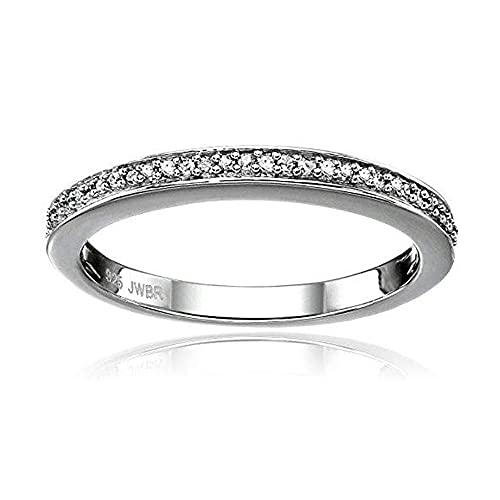 Sterling Silver Pave Diamond Wedding Anniversary Ring (0.05 cttw, I-J Color, I3 Clarity)