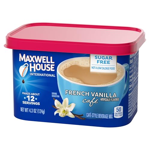 Maxwell House International Sugar-Free French Vanilla Instant Coffee Beverage Mix, 4.3 oz. (Pack of 4)