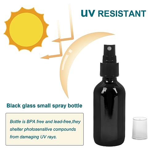 Image of NOOEEISS Black Glass Small Spray Bottle 2 oz 24Packs,Fine Mist Sprayer Small Clear Bottles,Refillable Containers mini spray bottles for Cleaning Solutions and Skin Care (Black 24pcs)