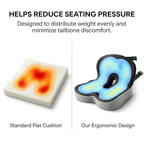 UULOOVEE Extra-Wide Truck Driver Seat Cushion, Memory Foam with L-Shaped Ergonomic Design, Lumbar Support & Tailbone Pain Relief, Easy Installation, Durable Comfort for Extended Driving Sessions by UULOOVEE - Used condition - Image 6