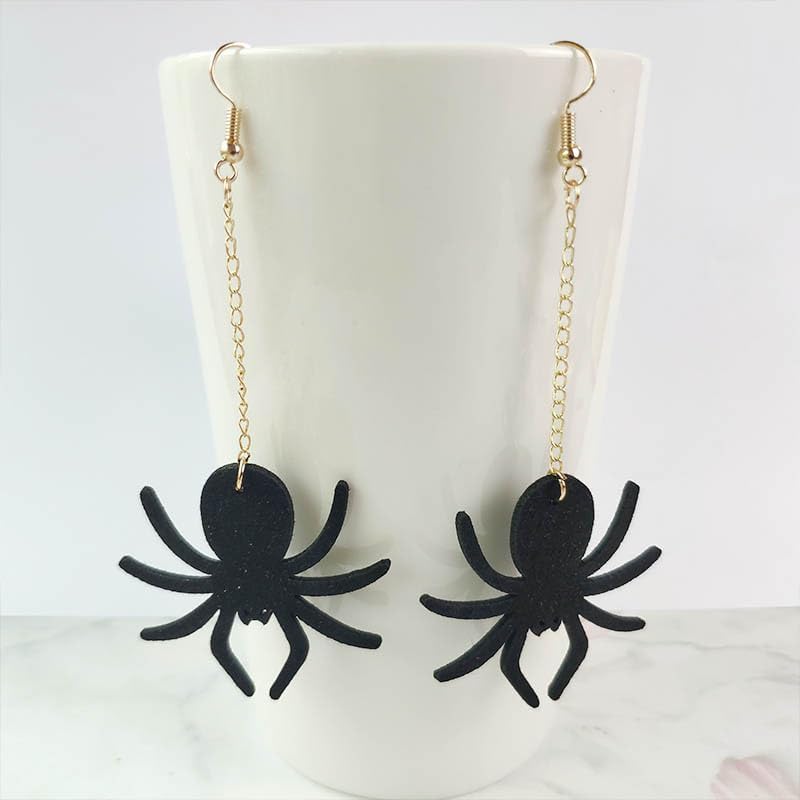 Fun Halloween Earrings for Women Black Spider Dangle Earrings Suede Statement Spooky Earrings Bats Skulls Holiday Scary Decorations Party Jewelry Unique Gifts - Image 3