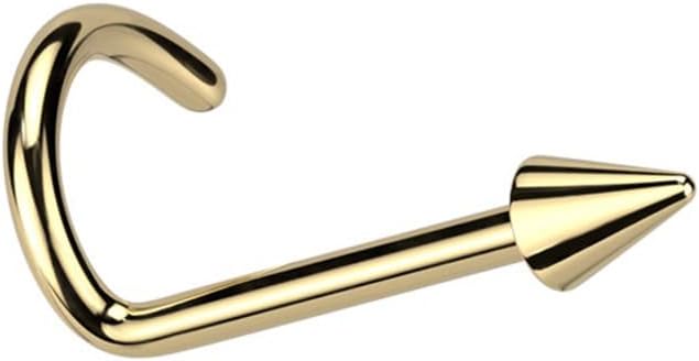 Satix 18G 20G Nose Screw Studs Titanium Implant Grade L Shaped Spike Nose Rings Piercing 2mm Spike Nostril Nose Piercing Jewelry Silver Gold Black
