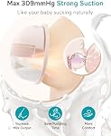 Paruu P16 Pompe à sein portable, pompe à sein électrique portable sans mains 4 Modes & 12 Niveaux d'aspiration, 309mmHg Max Suction puissante, 19/21/24mm Inserts à brides, Pompe d'allaitement sans fil, paquet de 2